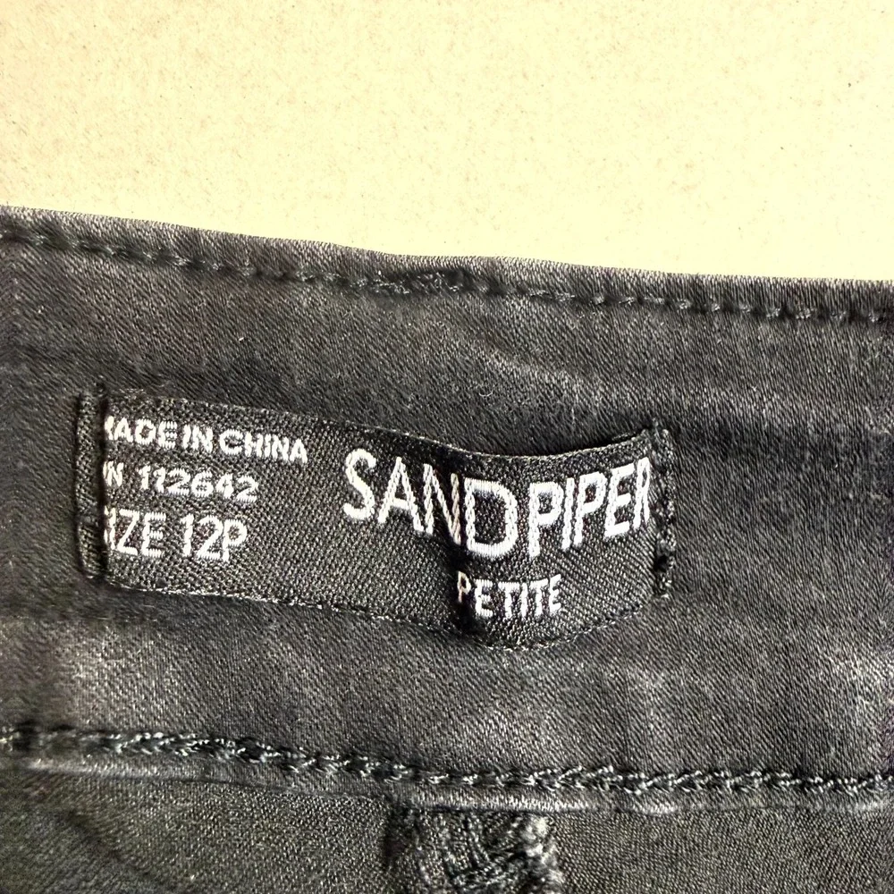 Sandpiper Jeans Womens 12P Black Cotton‎ Stretch Denim Dark Wash Seamed Front